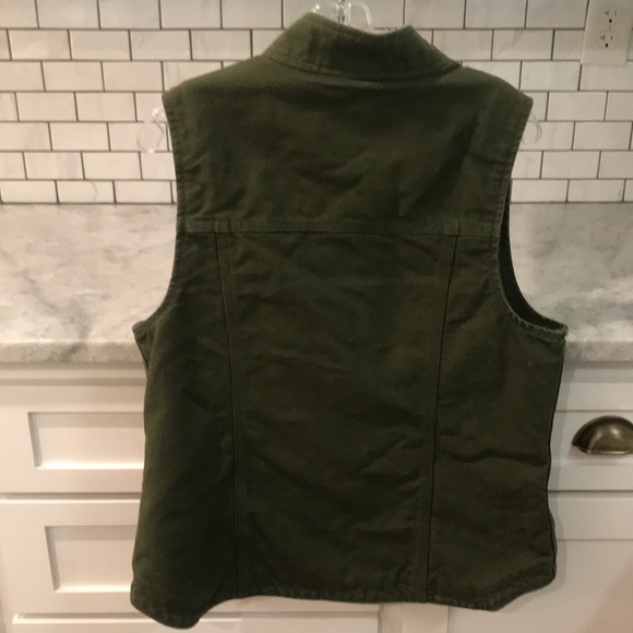 Carhartt Vest Womens Medium Green Duck Sherpa Lined Gorpcore Hiking Western - Picture 10 of 12